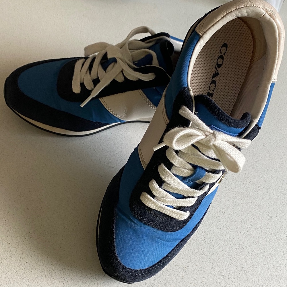 Coach Men's Navy and White Sneakers